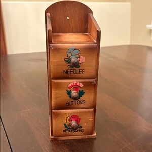 Wooden Sewing Needle and Button Organizer